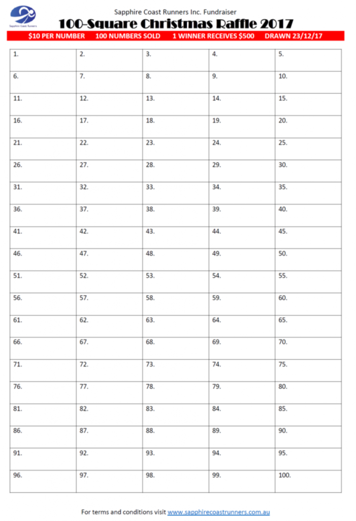 Printable Raffle Sheet Template 1 100